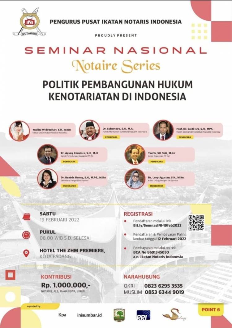 SEMINAR NASIONAL - Politik Pembangunan Hukum Kenotariatan di Indonesia