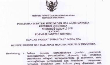 Permenkumham no 26 tahun 2014 Tentang Formasi Jabatan Notaris