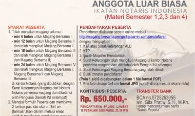 Magang Bersama Pengurus Wilayah Jawa Barat Ikatan Notaris Indonesia Bulan Februari 2020