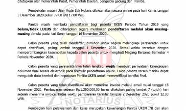 UPDATE :PENGUMUMAN UJIAN KODE ETIK NOTARIS PERIODE TAHUN 2020
