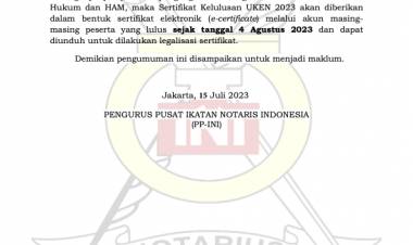 Hasil Ujian Kode Etik Notaris Periode Tahun 2023